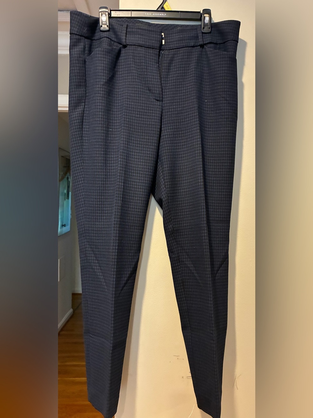 LOFT Women's Navy Micro-Check Skinny Pants